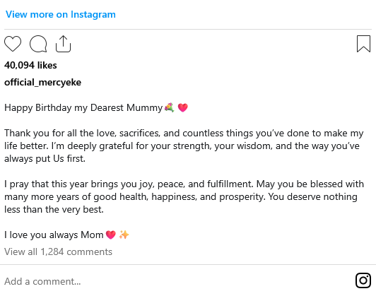 Screenshot 2025 08 21 at 15 54 32 thank you for the love sacrifices and countless blessings – mercy eke says as she celebrates her mother's birthday