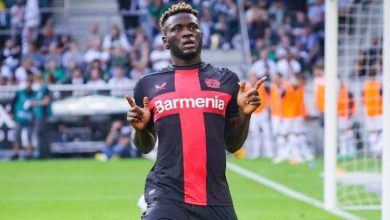 Victor boniface celebrating
