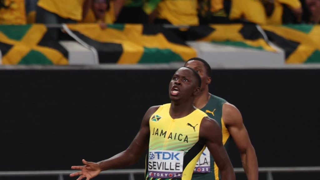 Oblique seville wins jamaica’s first world 100m gold since usain bolt