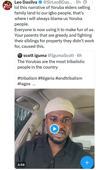 Screenshot 2025 09 19 at 04 34 30 it's out of greed leo dasilva calls out yoruba elders selling family land to igbo people