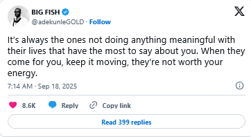 Screenshot 2025 09 19 at 04 37 36 nigerian singer adekunle gold slams critics who have ‘nothing meaningful’ going on