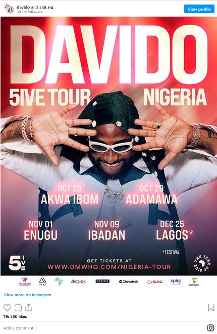 Screenshot 2025 10 15 at 06 08 27 davido sets trend announces nigerian music tour lists states he will perform in for the culture legit.ng